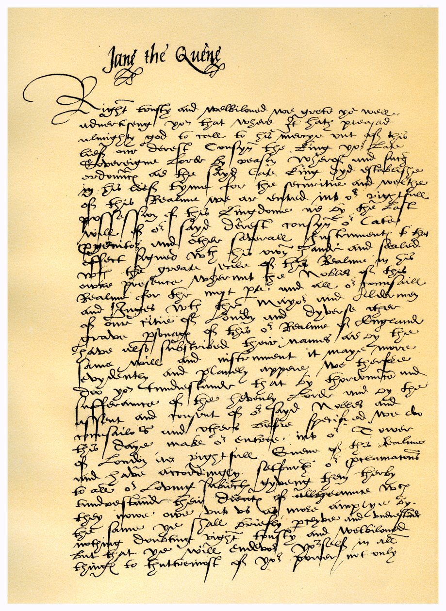 Dopis lady Jane Grayové Williamu Parrovi, 10. července 1553. od Lady Jane Grey