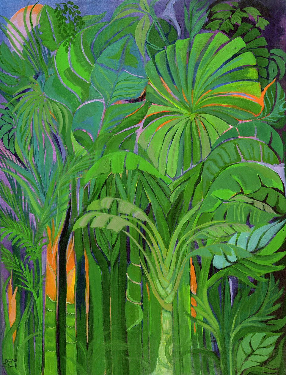 Rain Forest, Malajsie, 1990 (akryl na plátně) od Laila Shawa