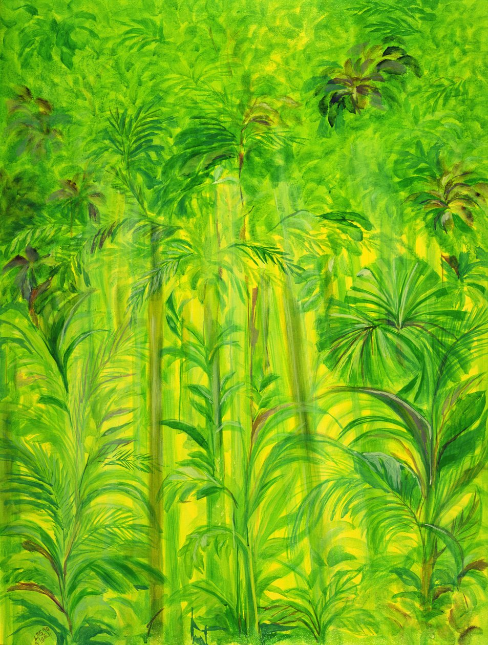 Rain Forest, Malajsie, 1990 (akryl na plátně) od Laila Shawa