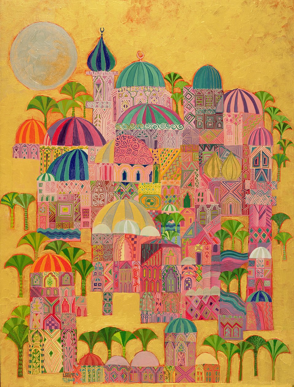 Zlaté město, 1993-94 (akryl na plátně) od Laila Shawa