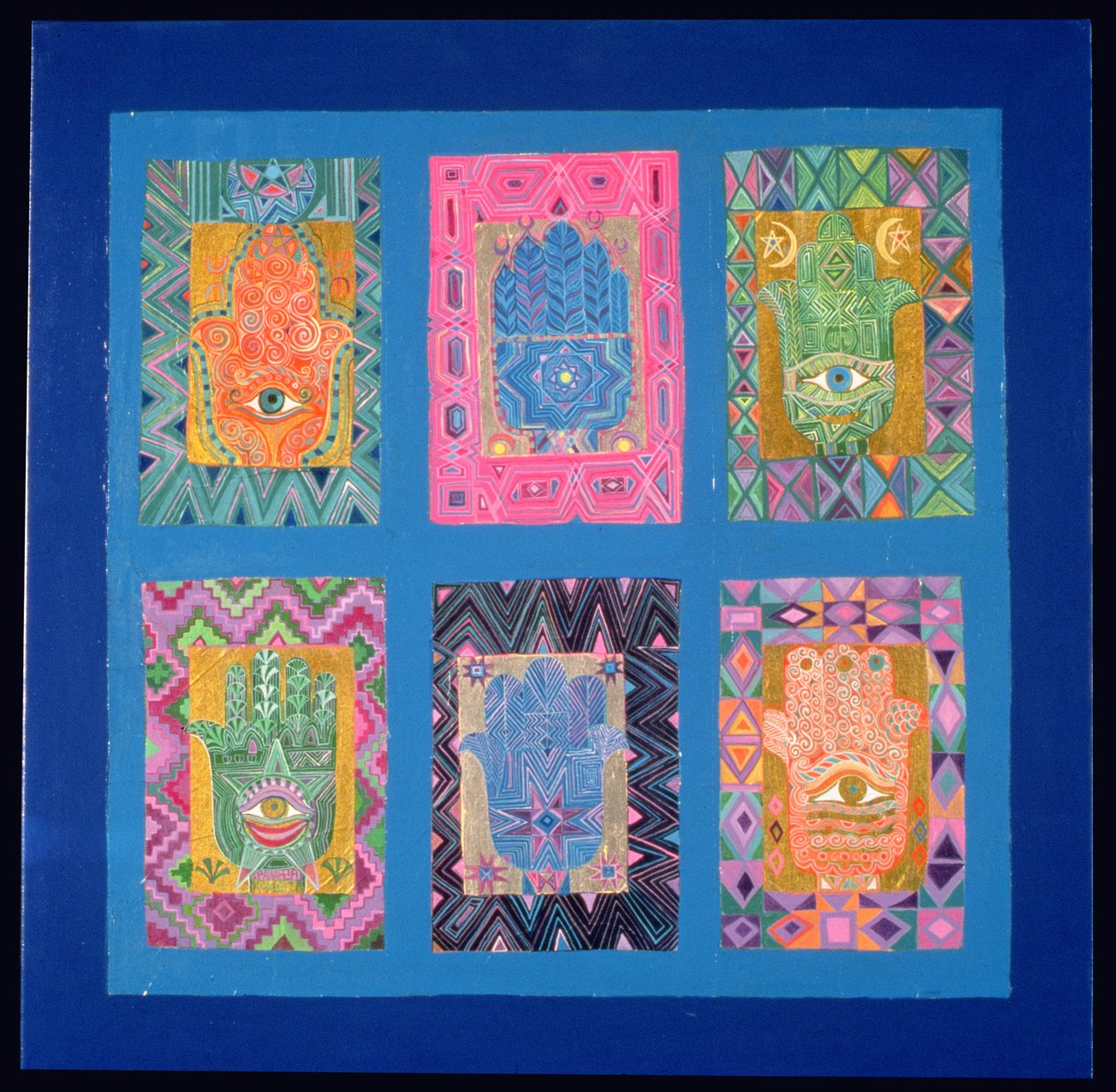 Windows of Hope, 1990 (akryl, papír a plátkové zlato na plátně) od Laila Shawa