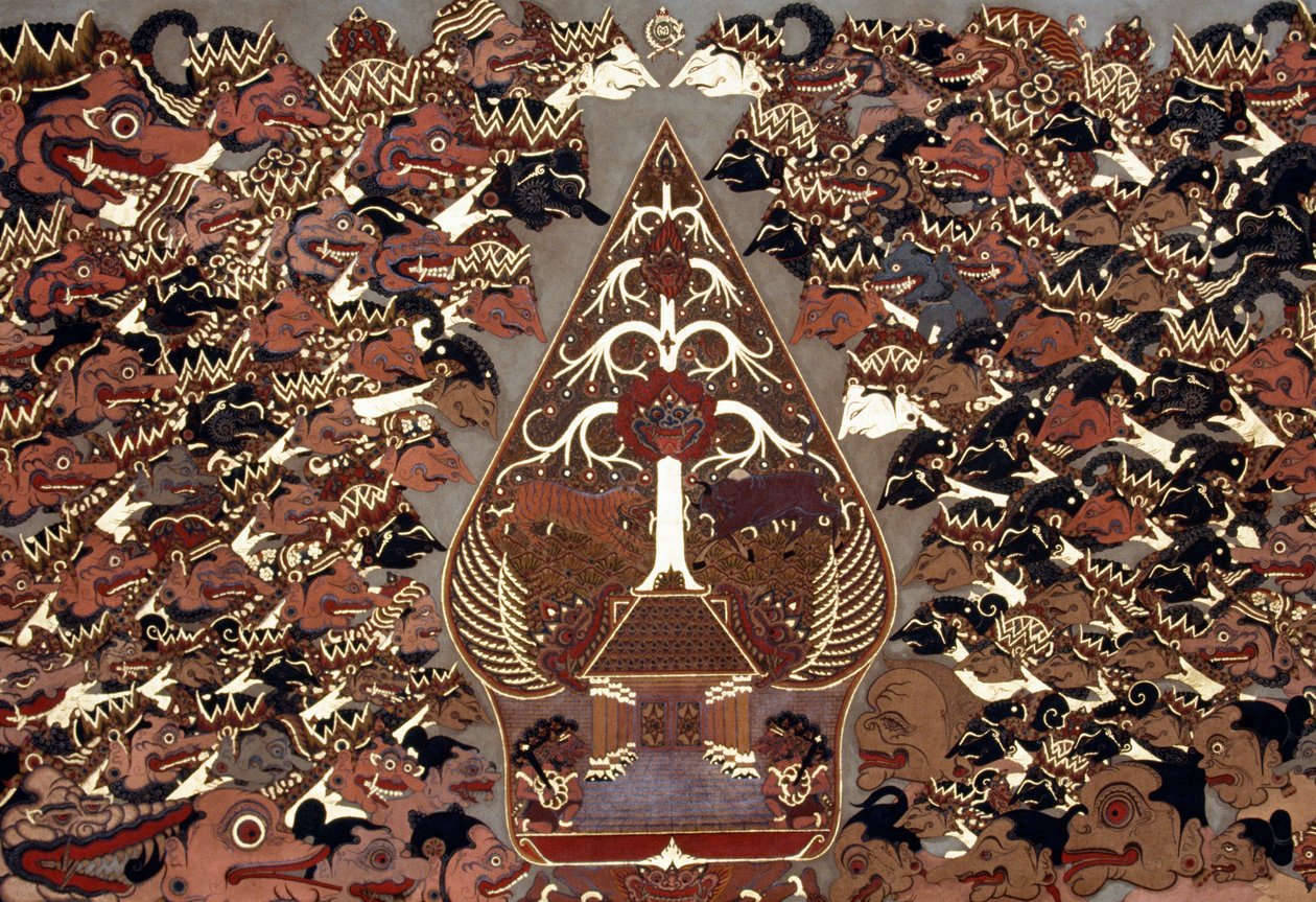 Malba ve stylu Wayang Beber, která je inspirována divadlem stínů (wayang kulit), palácem Mangkunegaran, Surakarta, Jáva, Indonésie od Amadeo (after) Modigliani
