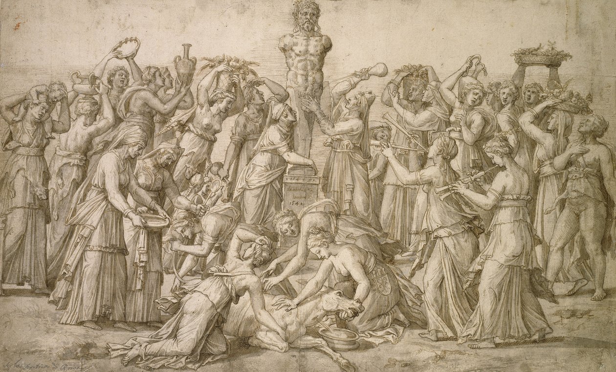 Oběť Priapusovi, 1540 (pero a bistre) od Lambert Lombard