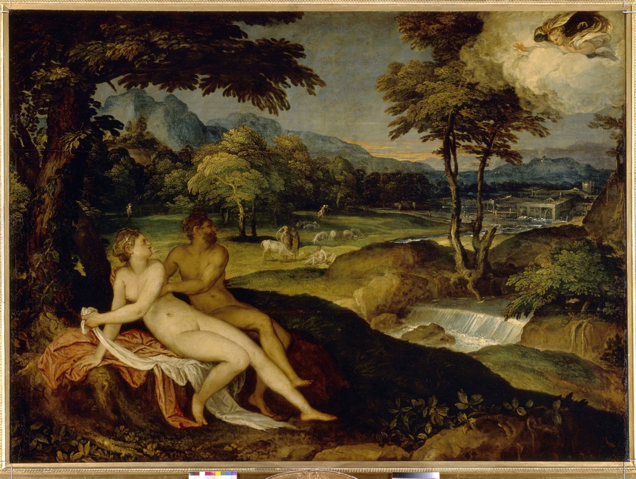 Jupiter a Io. Obraz Lamberta Sustrise (1515 nebo 1520 - po 1591), olej na plátně, mezi 1558 a 1563. Italské umění (Benátky) od Lambert Sustris