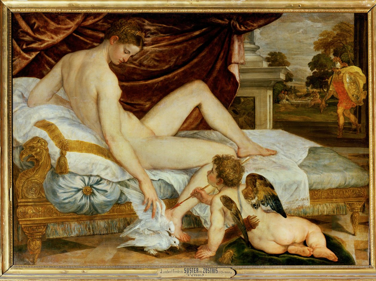 Venuše a láska - Venus and Amor ... od Lambert Sustris
