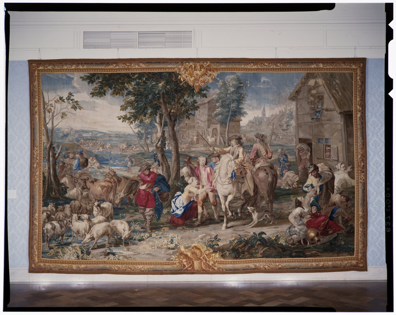 Pillage, ze série tapiserií Art of War, 1708-12 (tkané 1712-18) (tapisérie) od Lambert de Hondt