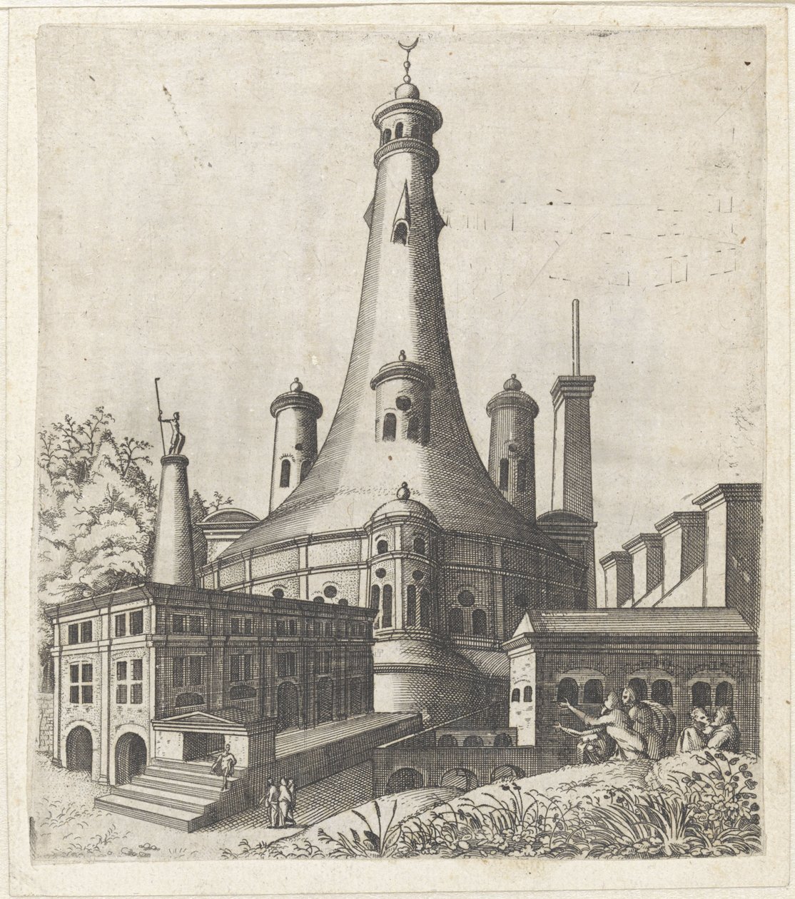 Gebouw potkal een polovinu maan op het dak Kresby ruin různých výrobců velmi užitečné pro malíře a další umělce tohoto druhu (název série) od Lambertus Suavius