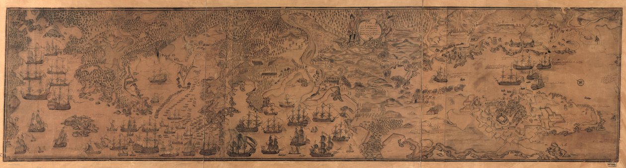 Mapa mysu Breton, řekl Louisbovrg s tímto okolím se modlil od Lamiralle Bockoune