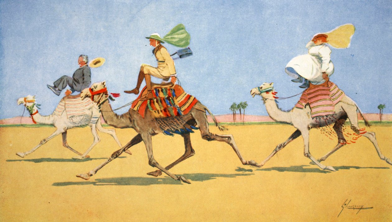 Cup and Ball – oblíbená hra velblouda, z „The Light Side of Egypt“, 1908 od Lance Thackeray