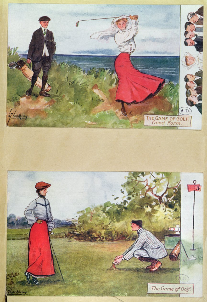 Pohlednice zobrazující golfovou hru, začátek 20. století od Lance Thackeray
