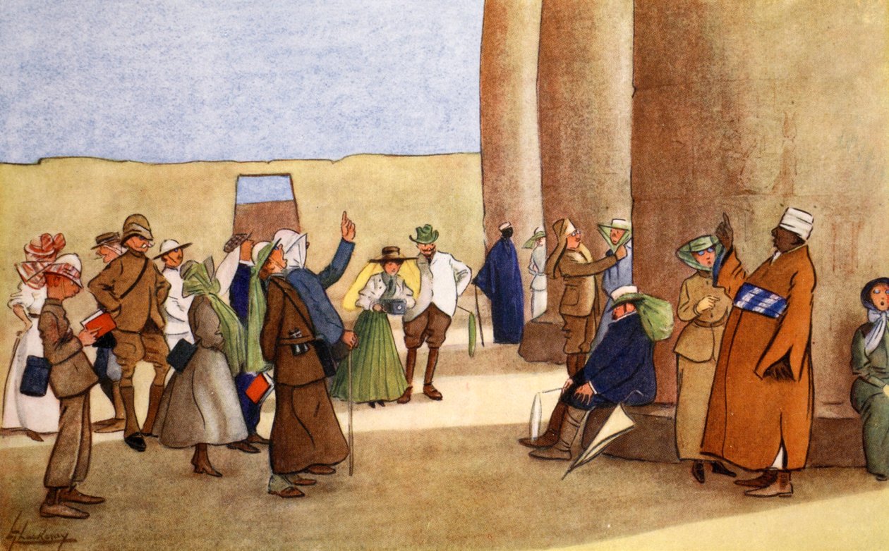 Tažné řady v chrámu, z knihy "Světlá strana Egypta", 1908 od Lance Thackeray