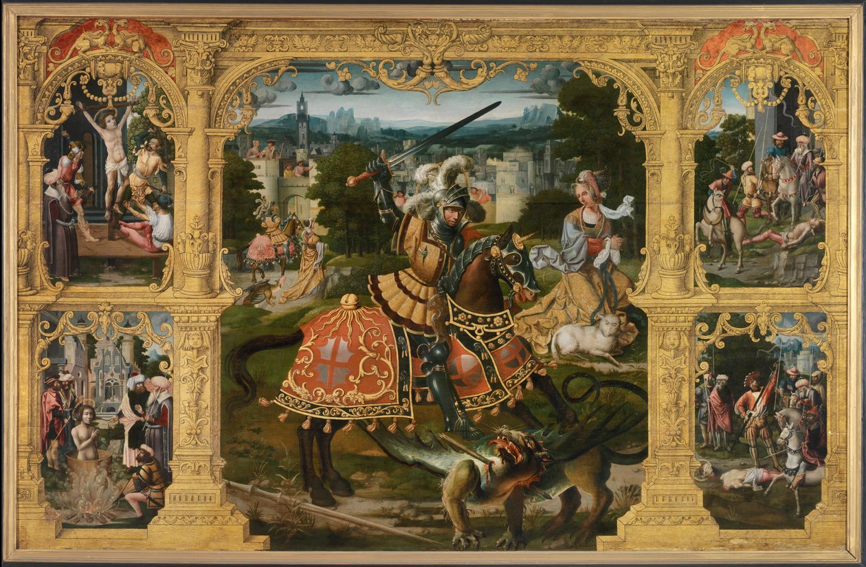 Legenda o sv. Jiří (olej na desce) od Lancelot (school of) Blondeel