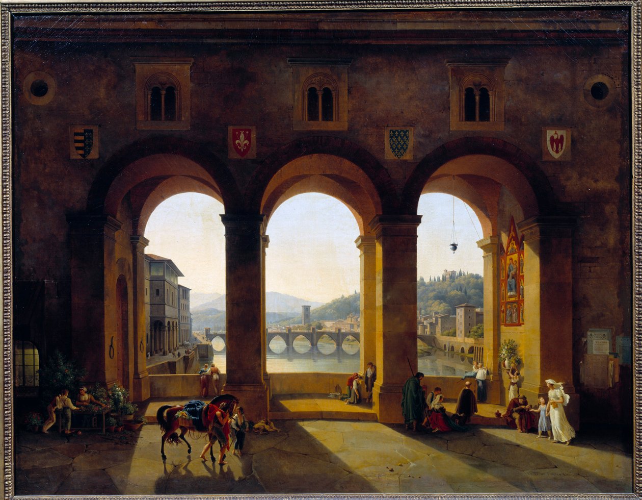 Pohled na Florencii Ponte Vecchio. Obraz Theodora Turpina De Crisse (1782-1859) od Lancelot Théodore Turpin de Crissé de Crissé