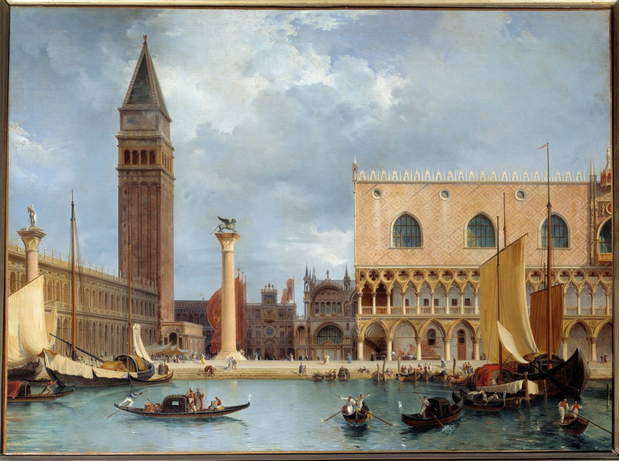 Pohled na část Dóžecího paláce a Piazzetta v Benátkách Malba Theodora Turpina de Crisse (1782-1859) 1829 Sun. 0,75x1m od Lancelot Théodore Turpin de Crissé de Crissé