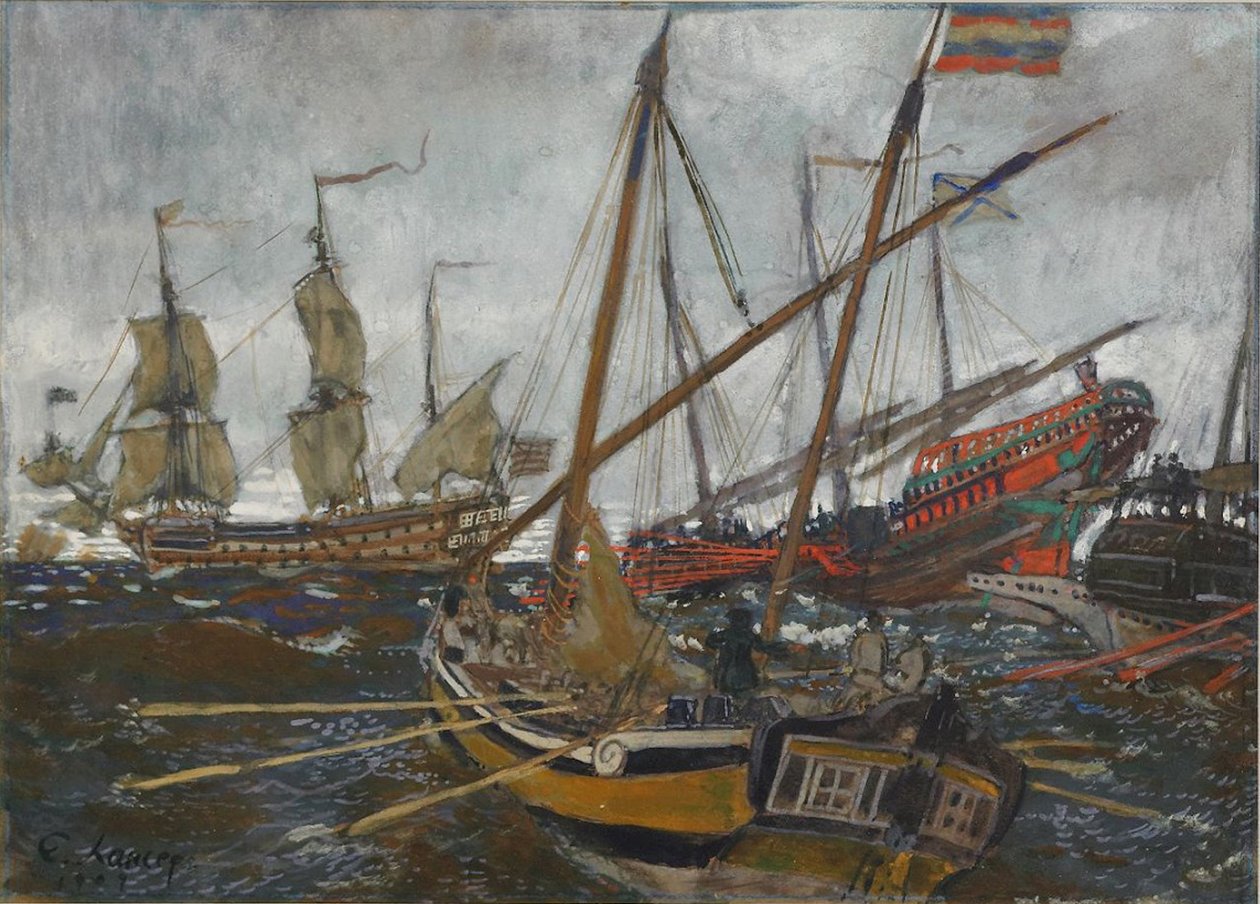 Lodě v době Petra I., 1909 od Lanceray