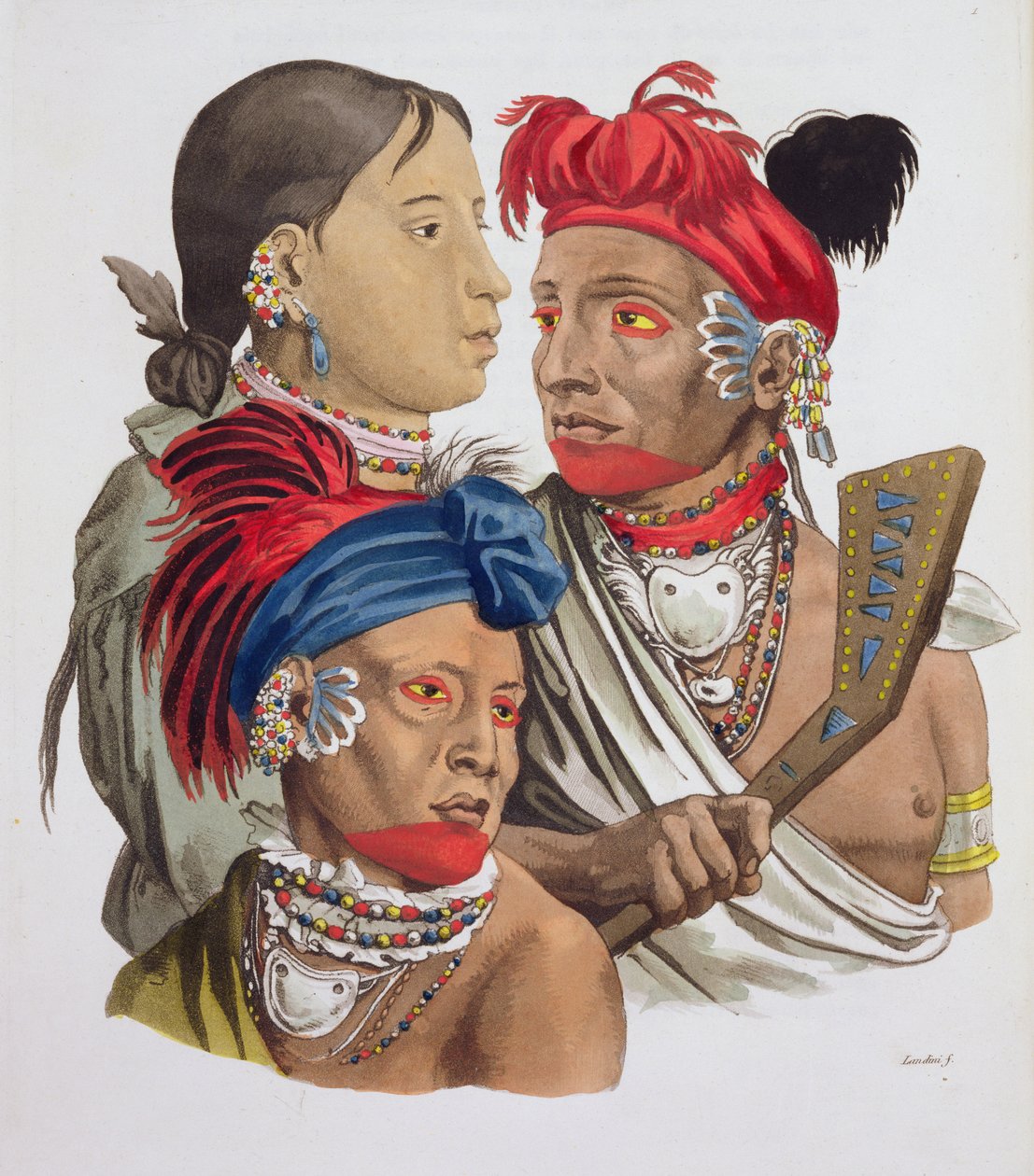 Lidé národa Osagi, z knihy "Le Costume Ancien et Moderne" od Julese Ferraria, vydané asi ve 20.-30. letech 19. století. od Landini