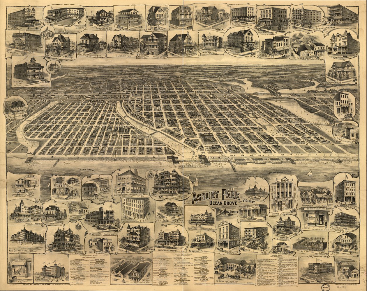 Asbury Park, Ocean Grove a okolí, New Jersey 1897. od Landis And Hughes