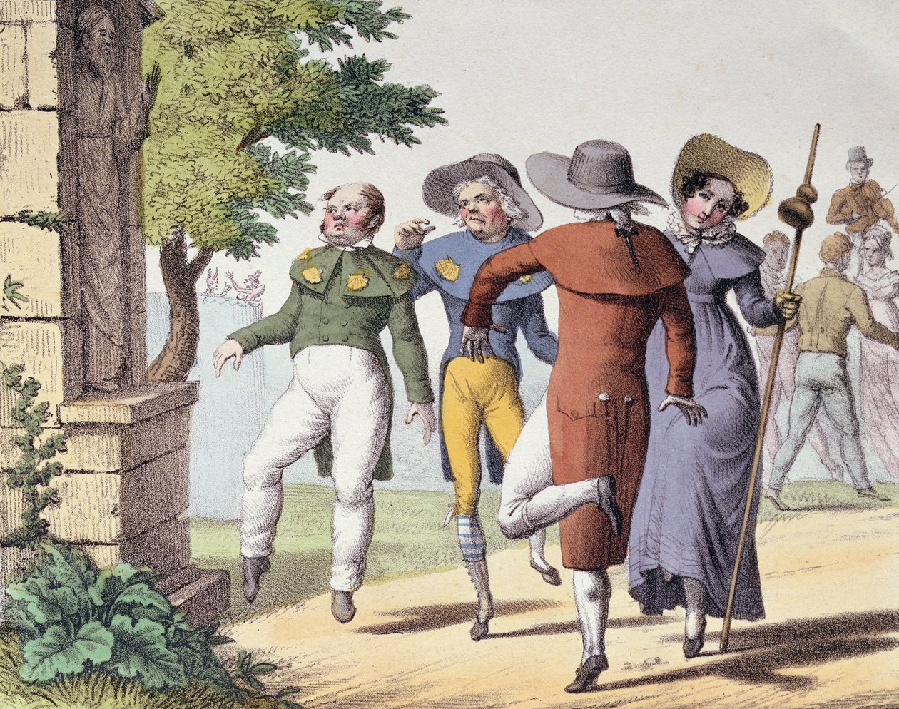Tanec svatého Víta, z „Alba Comique de Pathologie Pittoresque“, 1823 od Langlume
