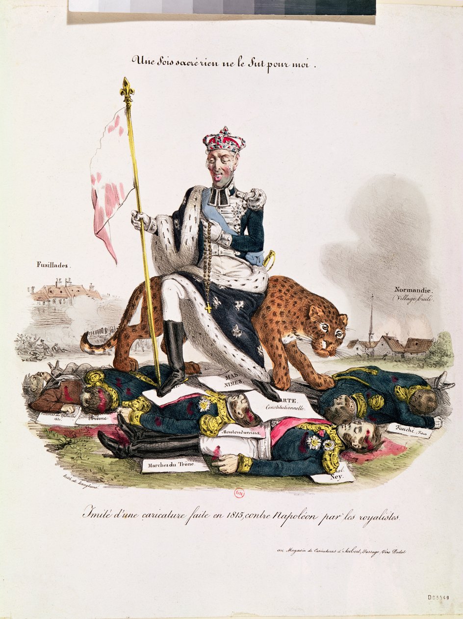 „Kdysi pro mě nebylo nic posvátné“, karikatura krále Karla X., 1830 od Langlume