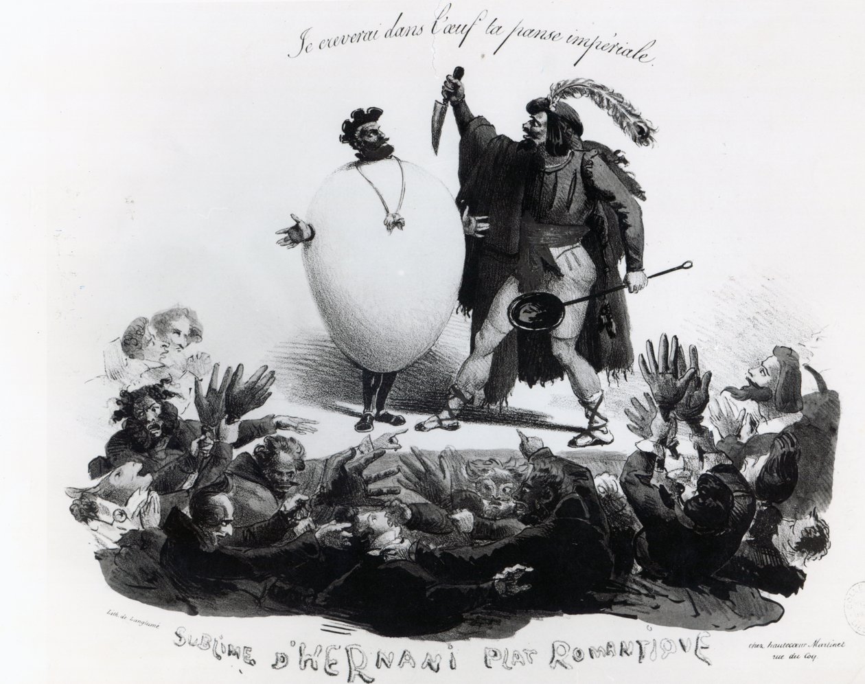 "Hernani Sublime, a Romantic Dish", karikatura Hernaniho, Victor Hugo (1802-85), cca 1830 (viz také 239200) od Langlume