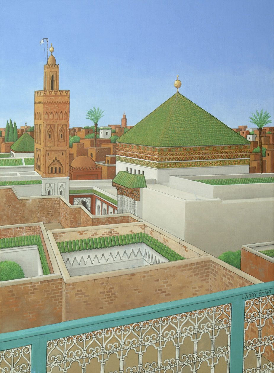 Střechy, Marrakech (akryl na plátně) od Larry Smart