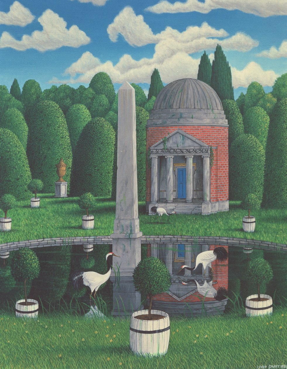 Temple, Chiswick House Gardens, 1989 (akryl na plátně) od Larry Smart