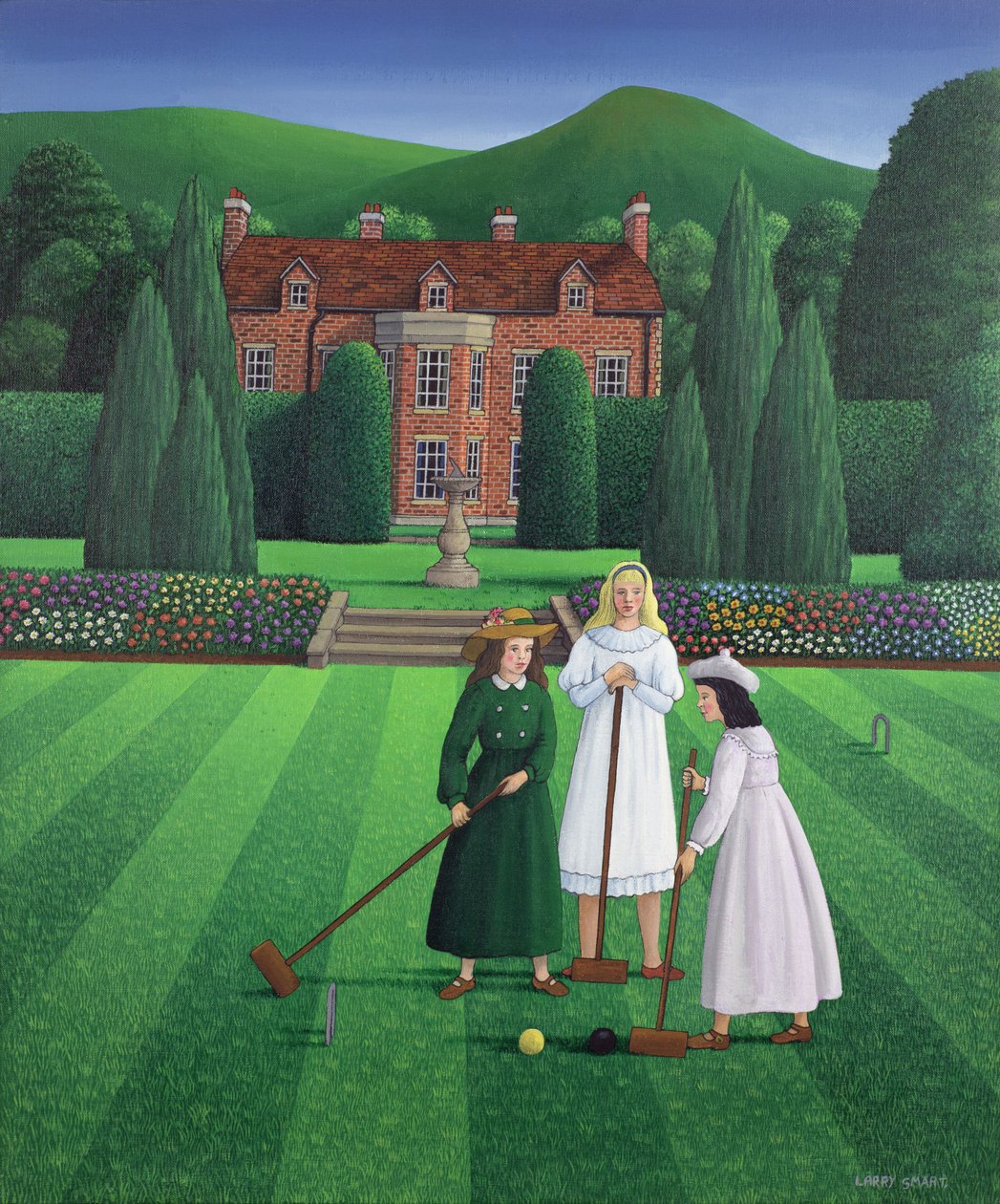 The Croquet Match, 1986 (akryl na plátně) od Larry Smart