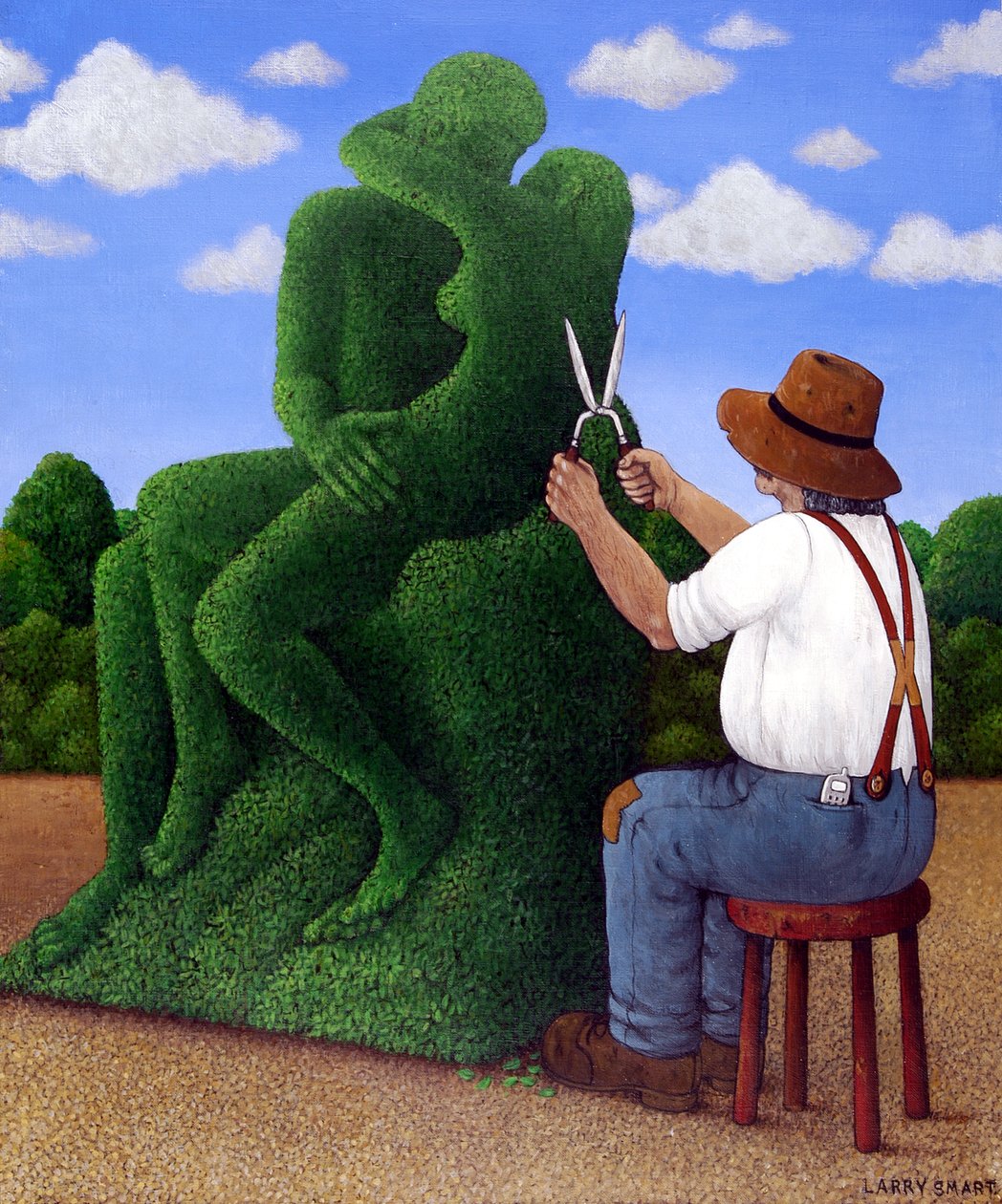 Topiary Kiss (akryl na plátně) od Larry Smart