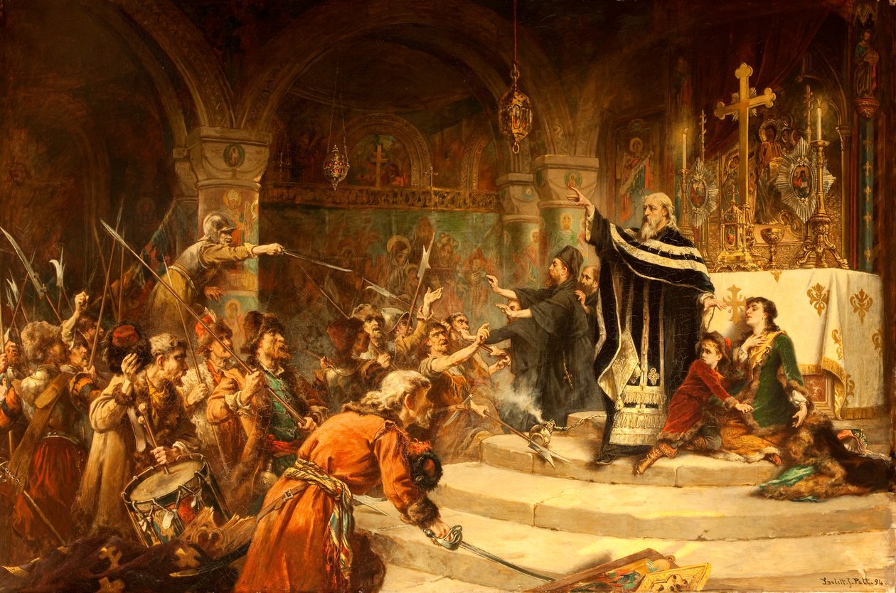 Uprchlík v kostele, 1894 od Laslett John Pott