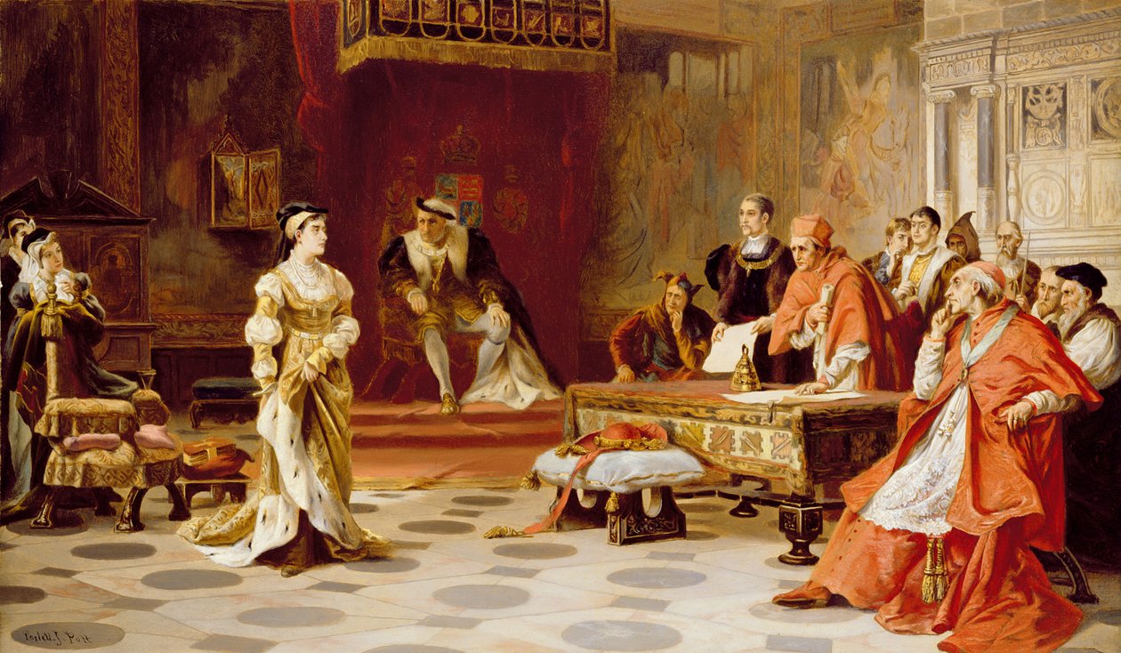 Proces s královnou Katherine, kolem roku 1880 od Laslett John Pott