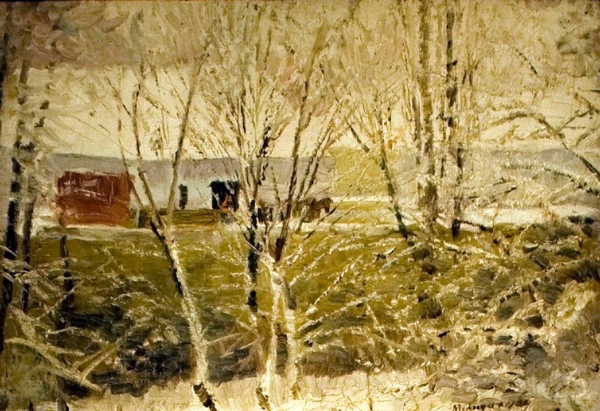 Elso hon English: First_Snown od Laszlo Mednyanszky