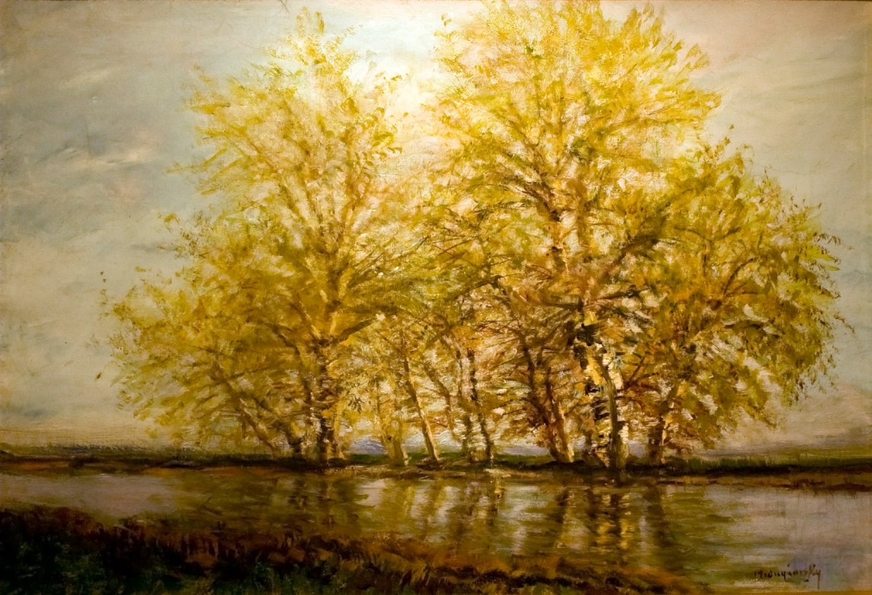 Koratavasz Fak a vizpartonn Angličtina: Early_spring_Trees_at_the__Waterfrontn od Laszlo Mednyanszky