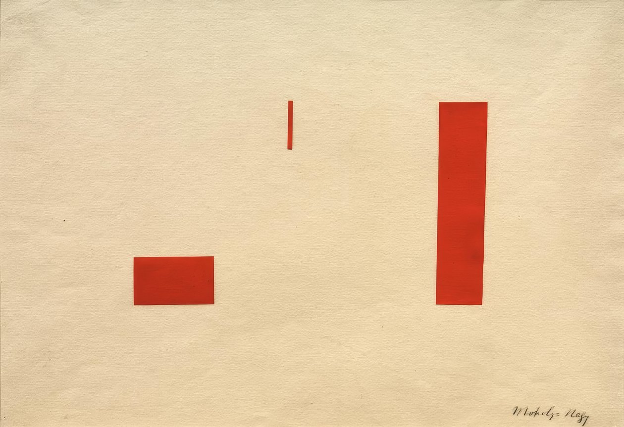 Bez názvu (červená koláž / červený lepicí obrázek) od Laszlo Moholy Nagy
