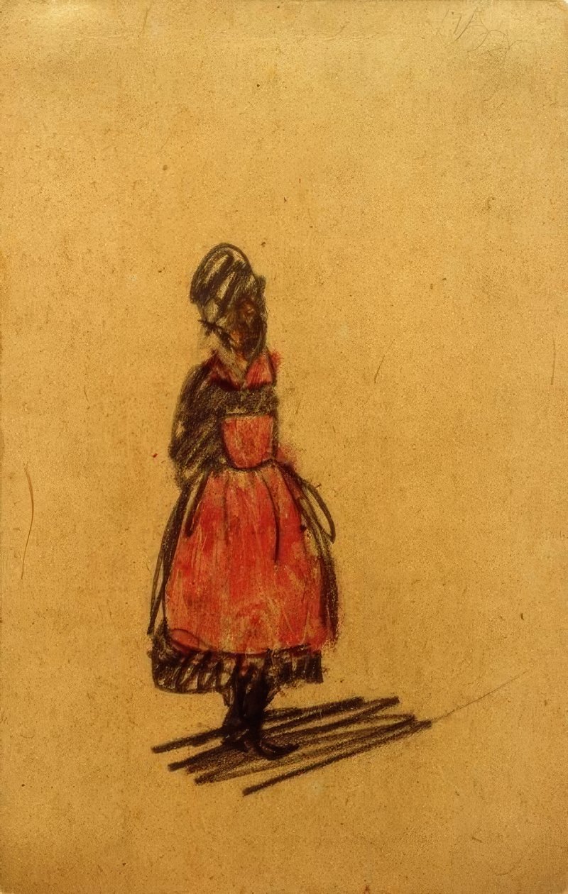 Bez názvu (stojící žena s červenou zástěrou) od Laszlo Moholy Nagy