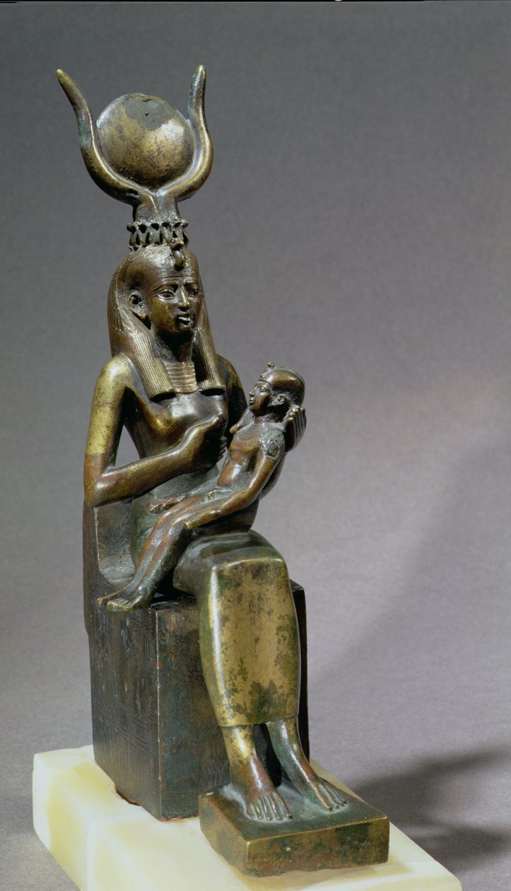 Soška bohyně Isis a dítěte Hora od Late Period Egyptian