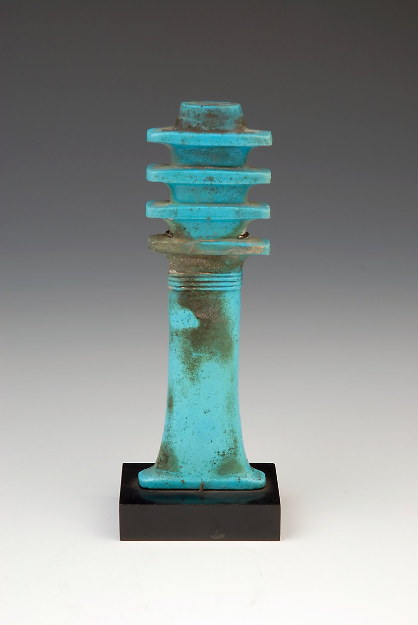 Djed Pillar Amulet fajáns a jasně modrá glazura od Late Period Egyptian