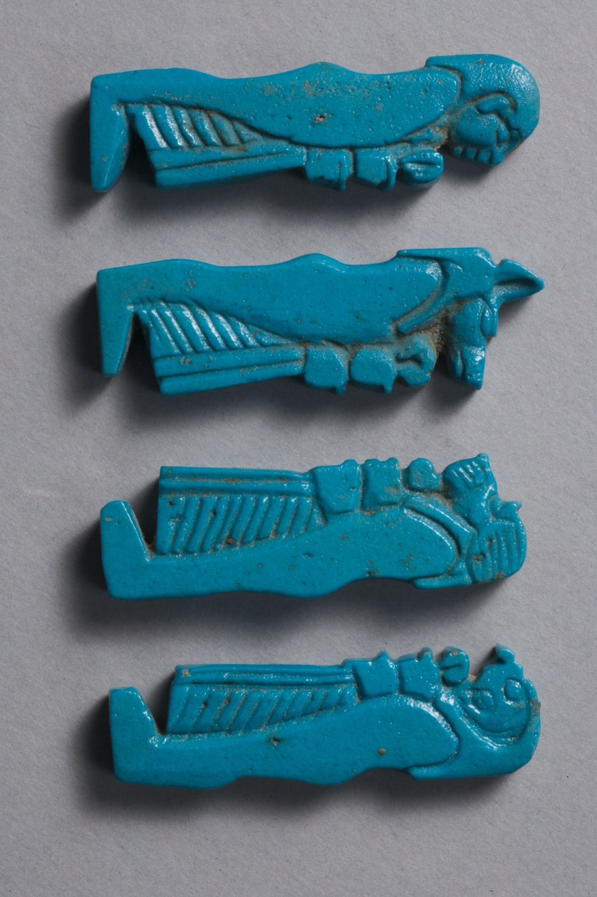 Amulety čtyř synů Hora, pozdní dynastické období (fajáns) od Late Period Egyptian