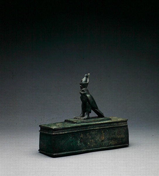 Sokolí relikviář (bronz) (bronz) od Late Period Egyptian