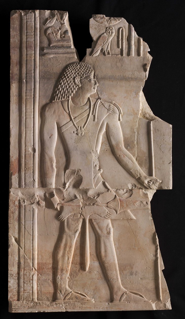 Mentuemhat jako kněz s holí a žezlem, c.667-647 př.nl od Late Period Egyptian