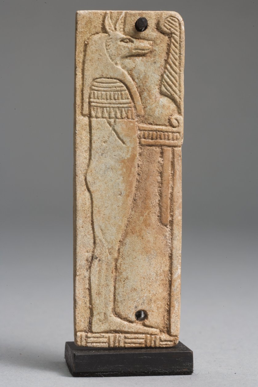 Plaketa Duamutef (fajáns) (viz také 325655, 325656 a 325657) od Late Period Egyptian