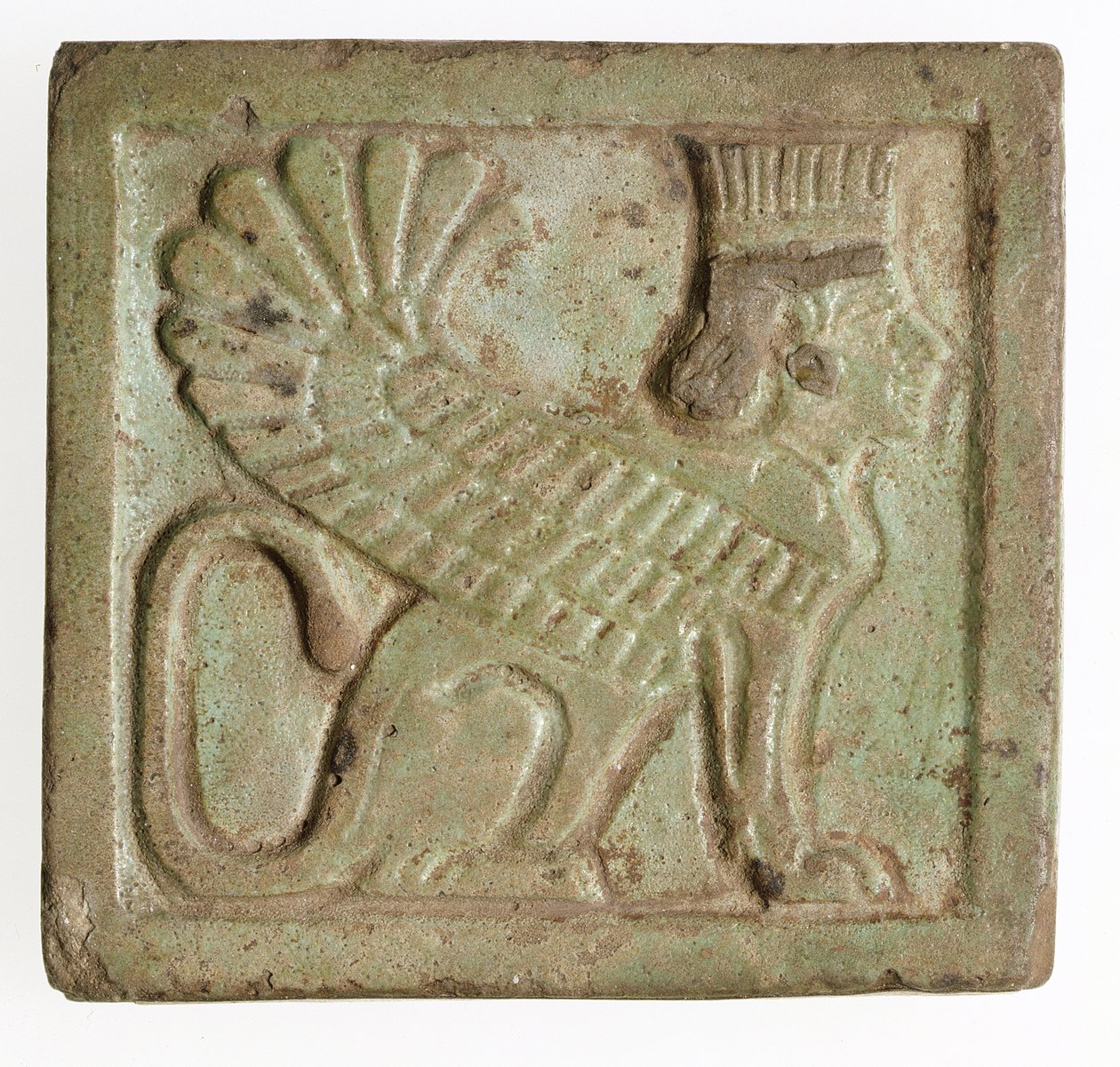 Plaketa s okřídlenou perskou sfingou, cca 525-401 př. n. l. (tvarovaná fajáns) od Late Period Egyptian