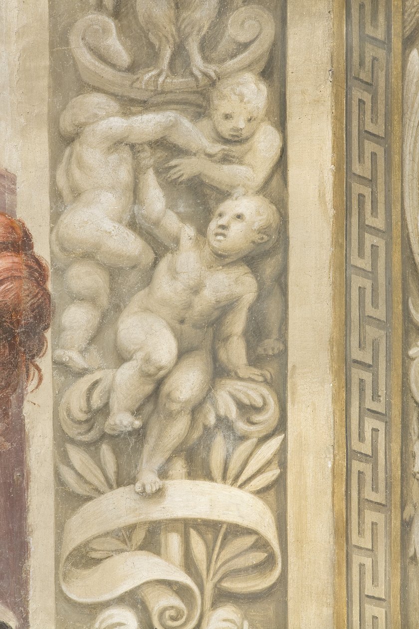 Putti, dekorace kolem oken (freska) od Lattanzio Gambara