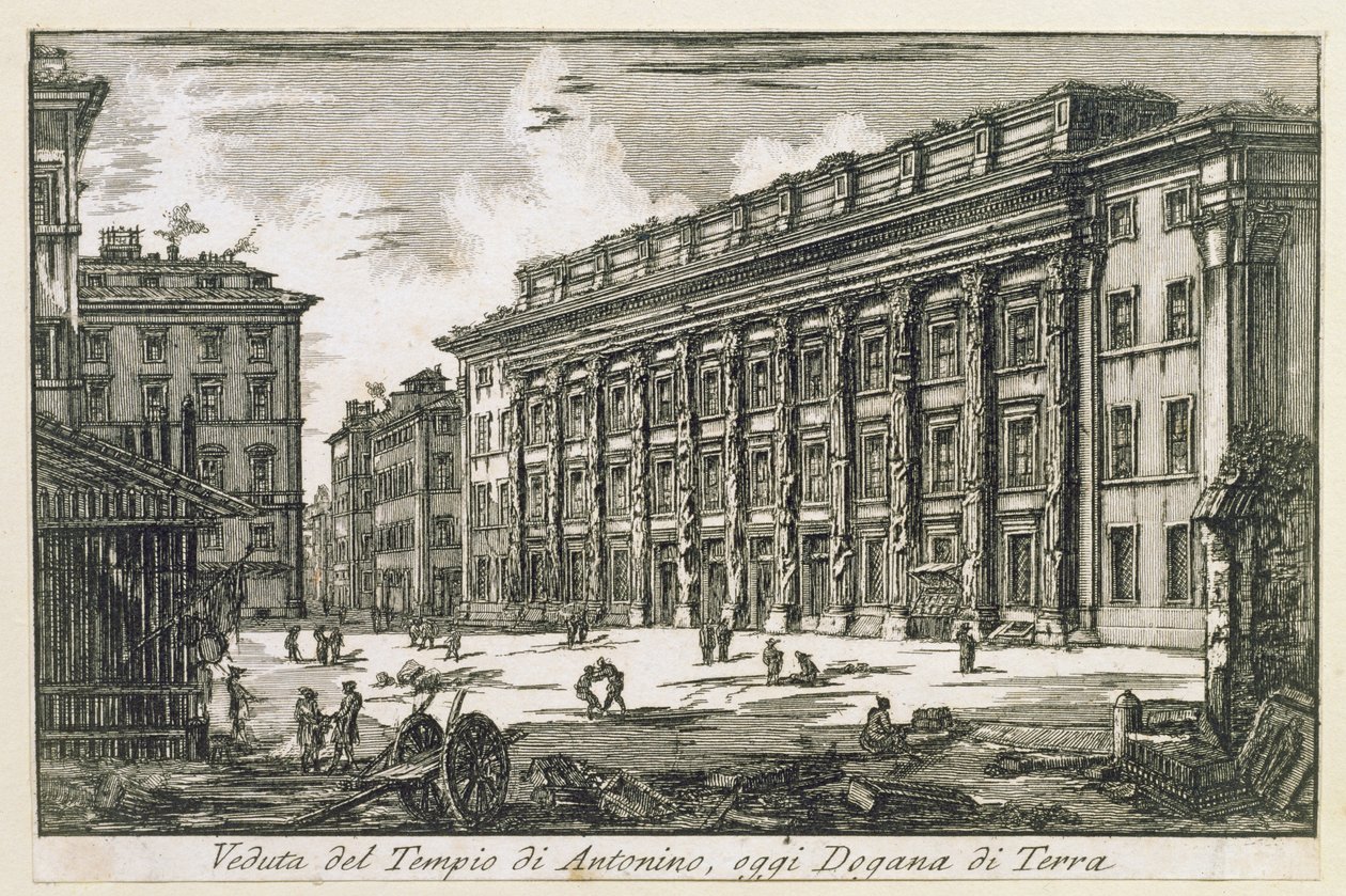 Antoninův chrám v Římě, kolem roku 1780 od Laura Piranesi