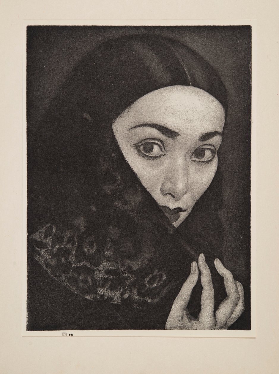 Dáma s šátkem, hospoda. 1926. od Laura Knight