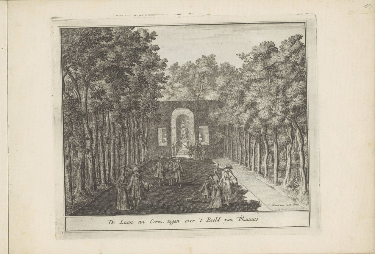 Avenue a socha Ceres v zahradách paláce Het Loo Laan na Ceres, naproti soše Phauna (název na objektu) Dutch Field Splendor, Of ​​