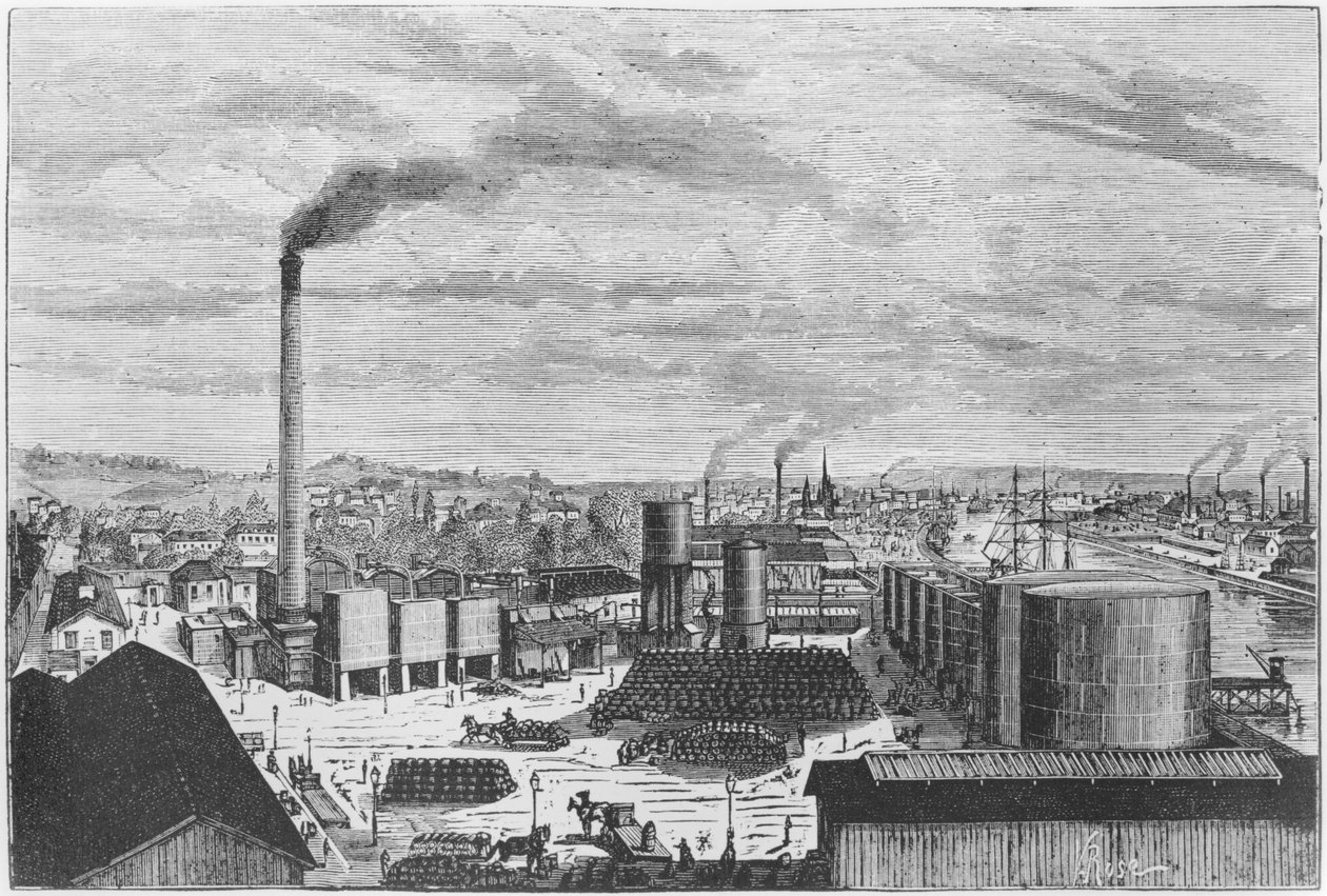 Deutsch Company, továrna v Rouen, ilustrace z „Les Grandes Usines“ od Juliena Turgana, kolem roku 1880 od Laurent Victor Rose