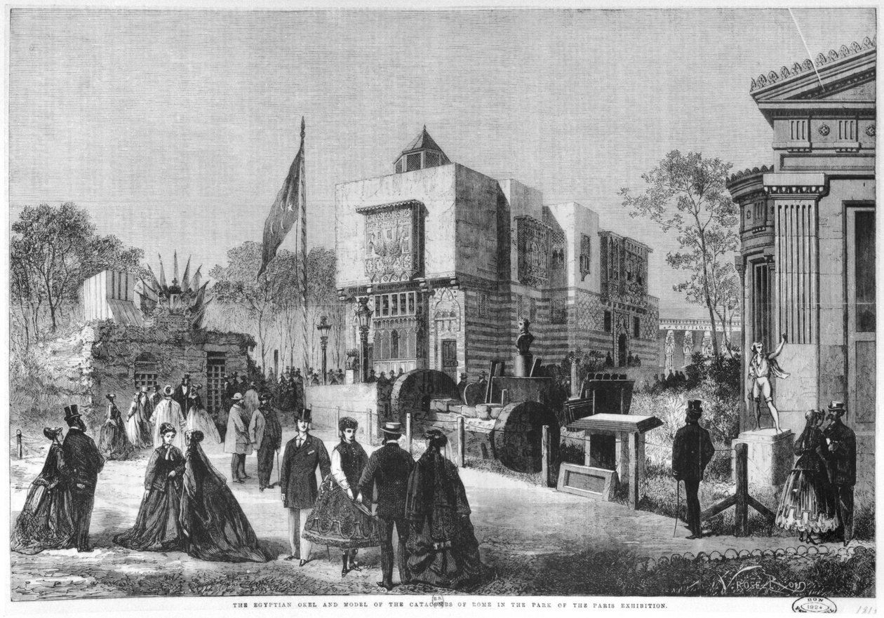 Egyptská architektura a model římských katakomb na světové výstavě na Champ-de-Mars v Paříži, 1867 od Laurent Victor Rose