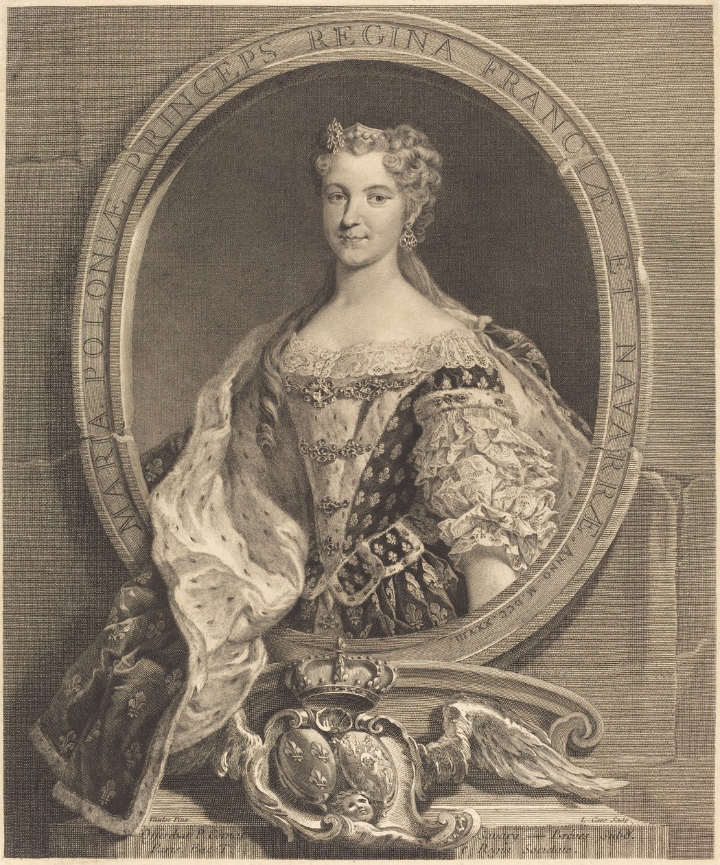 Marie Leszczynska z Polska, královna Francie od Laurent Cars after Carle Van Loo