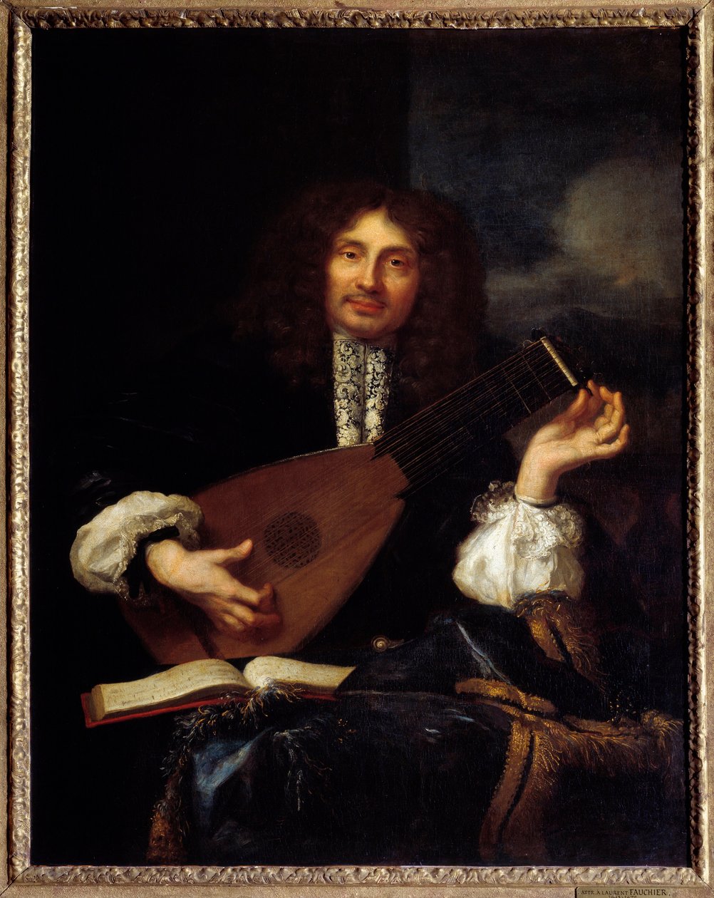 Portrét muže hrajícího na loutnu: předpokládaný portrét Imberta, úředníka parlamentu v Aix. Obraz připisovaný Laurentu Fauchierovi (1643-1672) od Laurent Fauchier