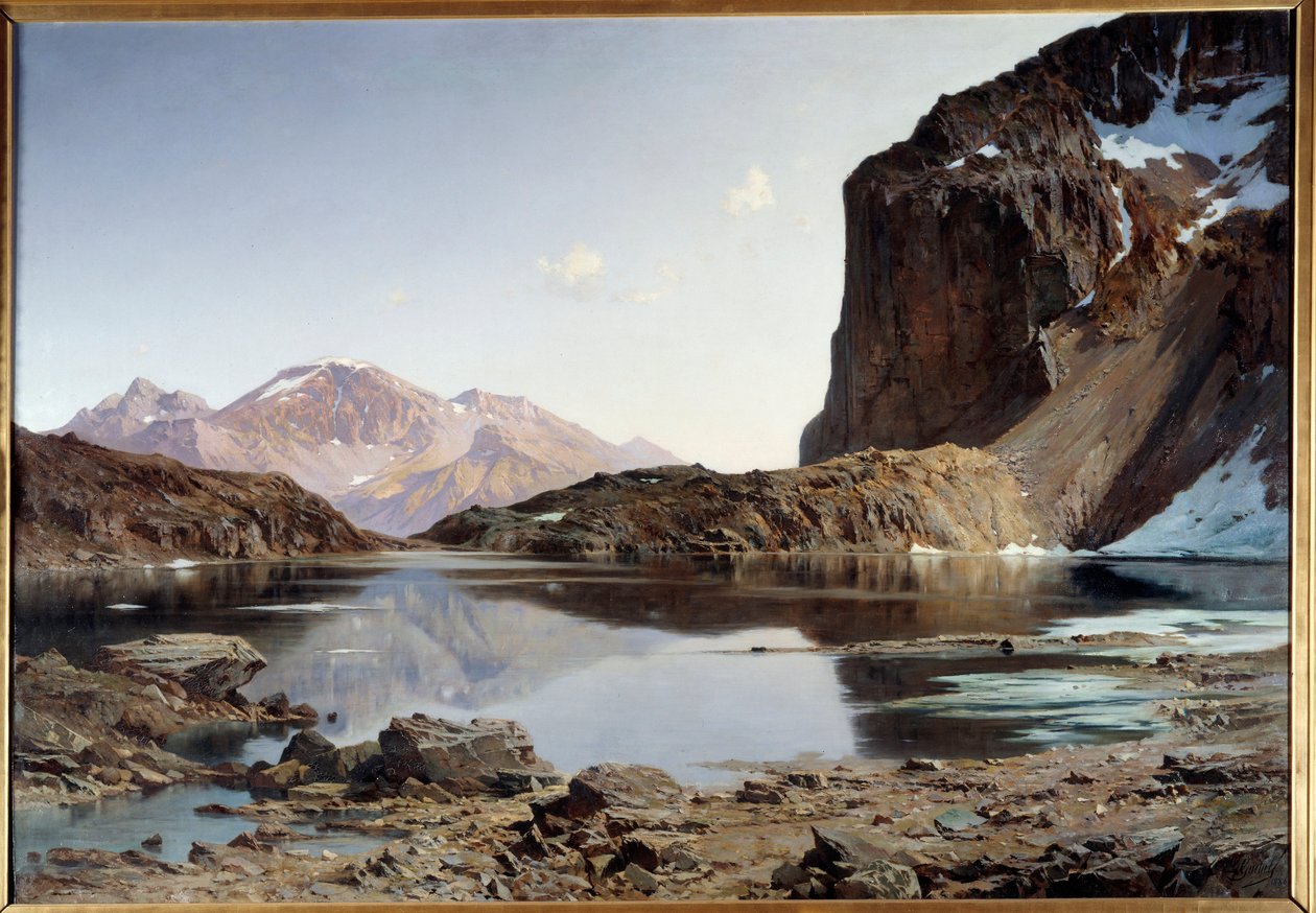 Jezero Eychauda v Alpách. Obraz Laurenta Guetala (1841-1892) od Laurent Guétal